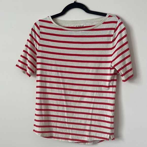 J. Crew Tops - J Crew Organic Red Striped Tee